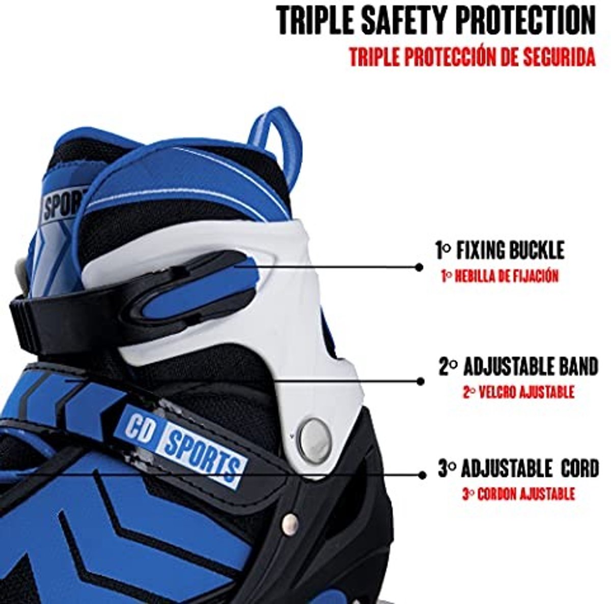 Verstelbare Inline Skates voor Volwassenen en Kinderen - Inclusief Bescherming - Blauw