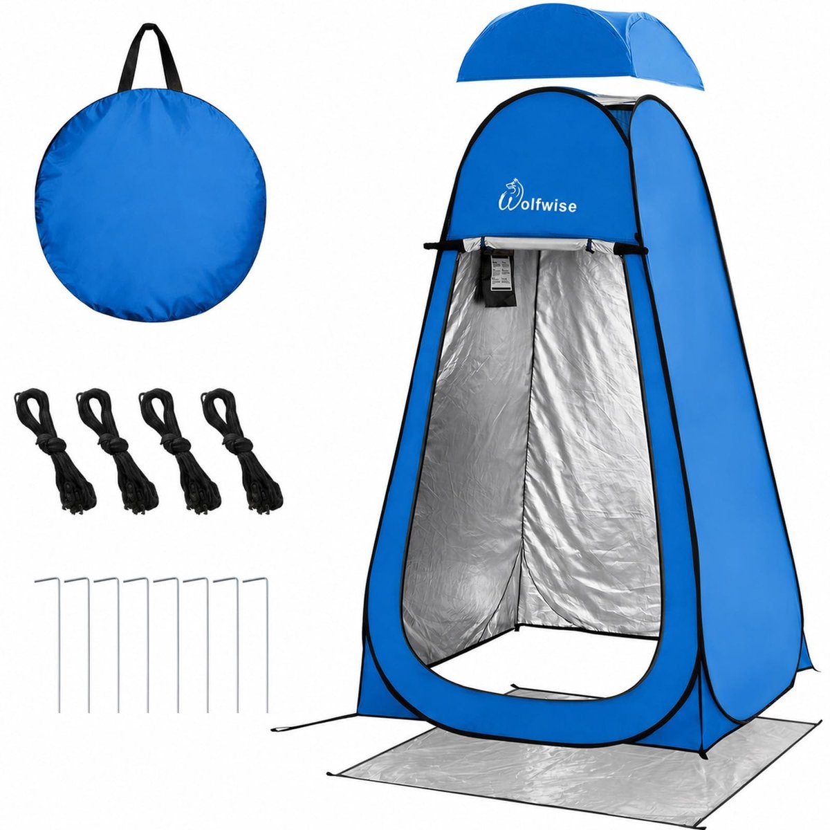 Pop-up Douchetent - UV-bescherming 50+ en waterafstotend - Blauw