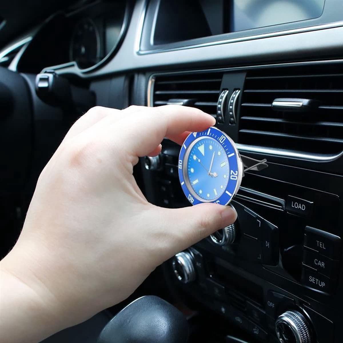 Auto Klok - Blauwe Aluminium Quartz Klok