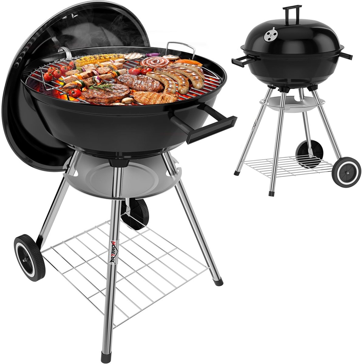 Houtskool Barbecue - Kettle met Deksel en 44 cm Grilloppervlak