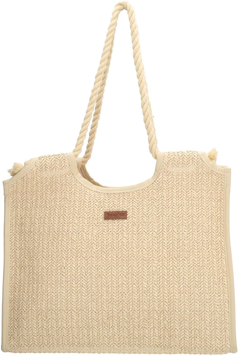 Salou Shopper - Ruim hoofdvak en trendy rieten design - Licht natuur