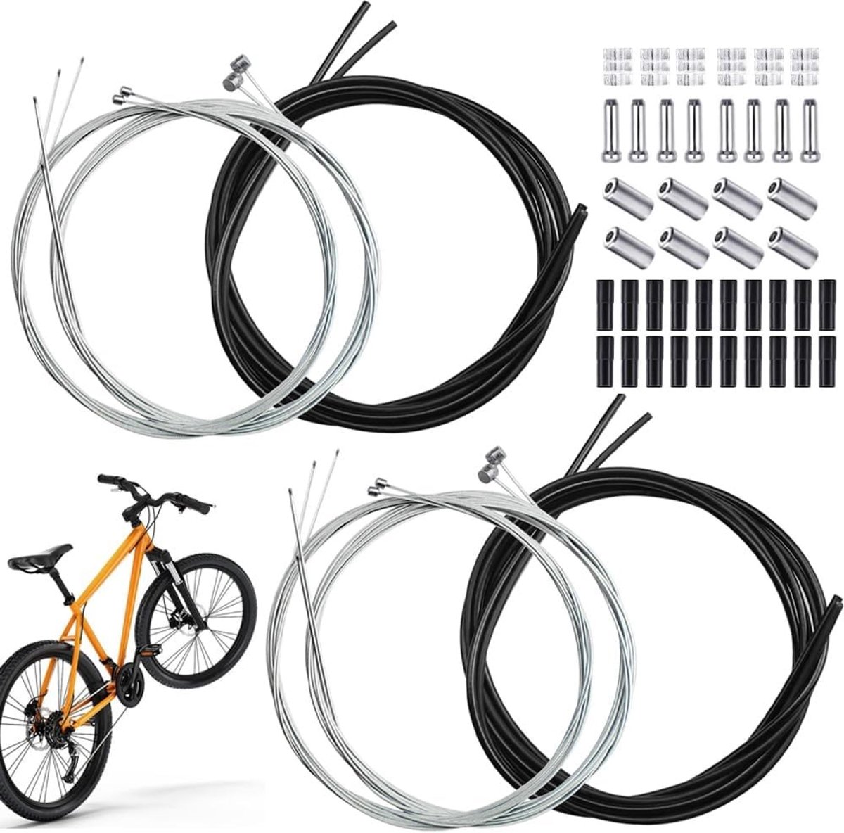 Universele Fietskabelset van 4 Stukken - Remkabel en Versnellingskabel van Staal voor Mountainbike en Racefiets