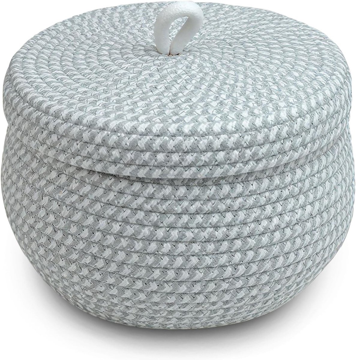 Opbergmand van Katoen met Deksel 23 x 17 cm - Gevlochten Mand voor Woonkamer, Planten, Snacks en Speelgoed