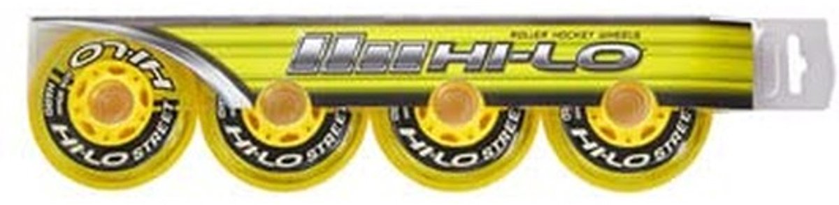 Set van 4 Outdoor Hockey Wielen - Hardheid 82A - Geel