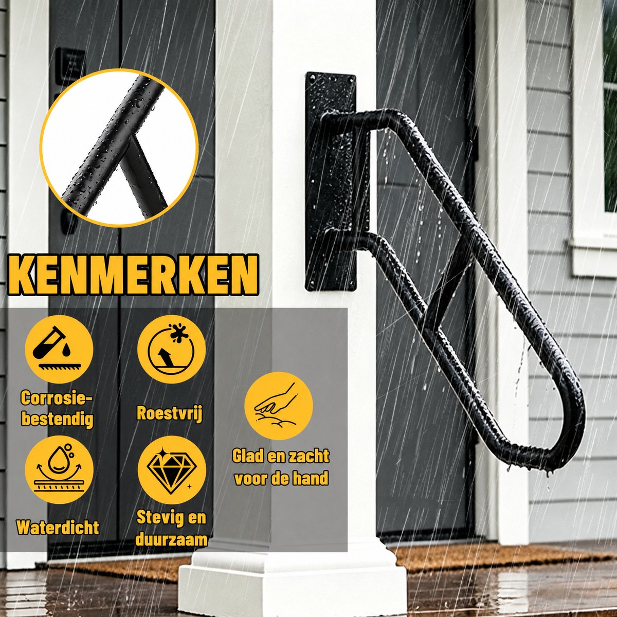Arvioo‑Trapgreep‑buiten‑66cm‑mat‑zwart‑muurgemonteerd‑hoog‑draagvermogen‑EU‑gepatenteerd