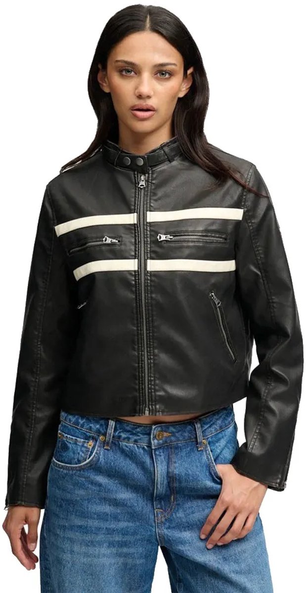 Superdry Moto Imitatieleren Jas Dames Leren jassen Zwart