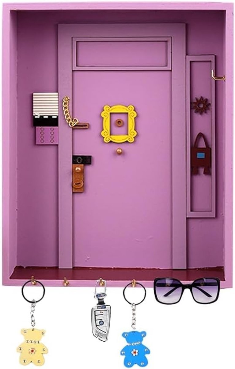Schattige Sleutelhaken voor Fans van de Serie Friends - Perfect voor Entree, Badkamer, Woonkamer en Kantoor - Muur- of Deurframe Bevestiging (Violet)