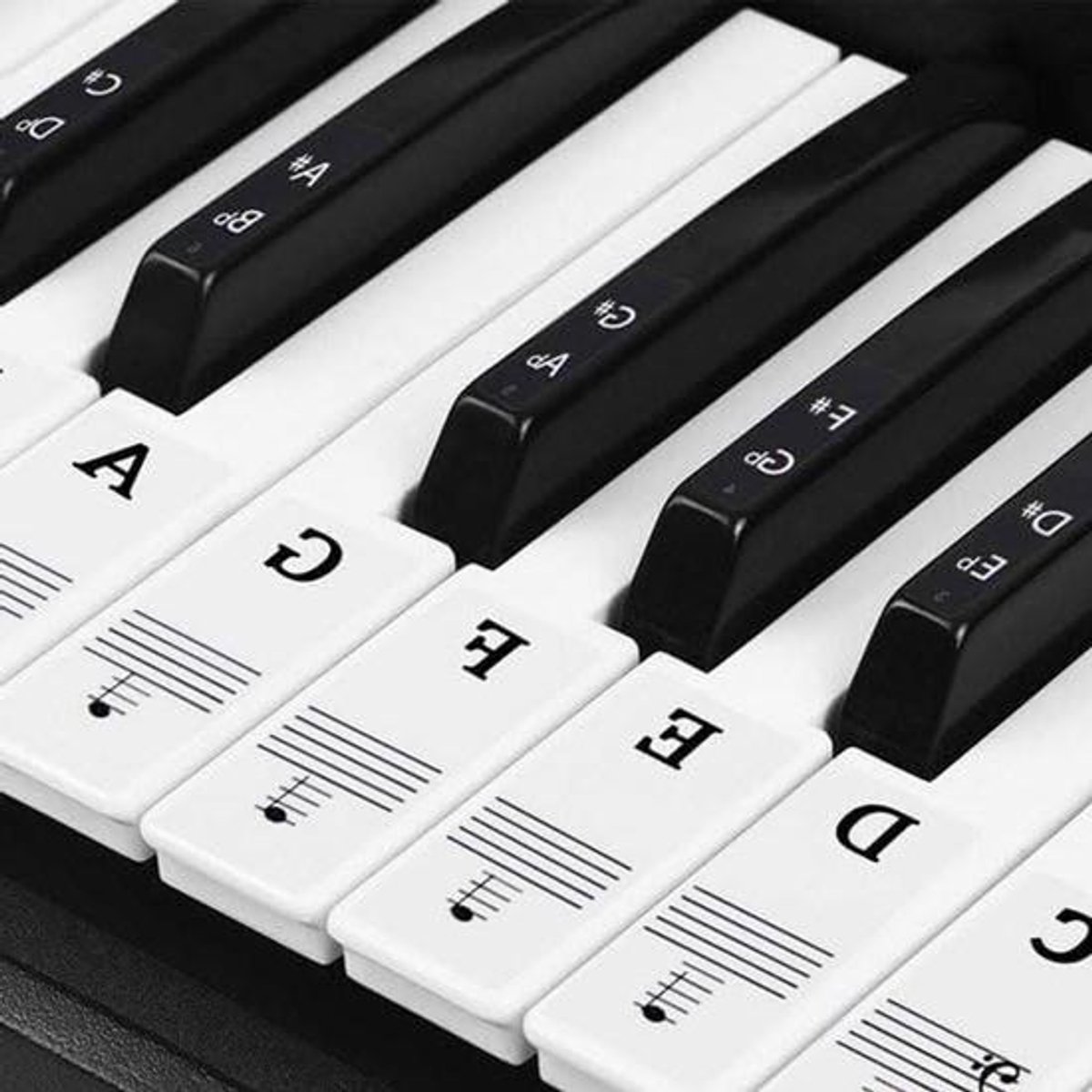 Piano Stickers - Keyboard Noten Stickers - Muzieknoten Leren - Compatibel met 88 Toetsen - 49/54/61/88 Toetsen - Zwart