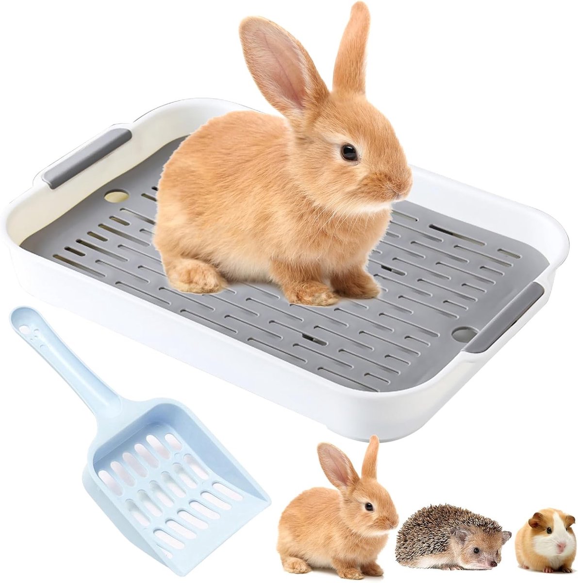Huisdiervriendelijk kattenbak met schep voor konijnen, hamsters, gerbils en ratten - ideaal voor zindelijkheidstraining en gemak