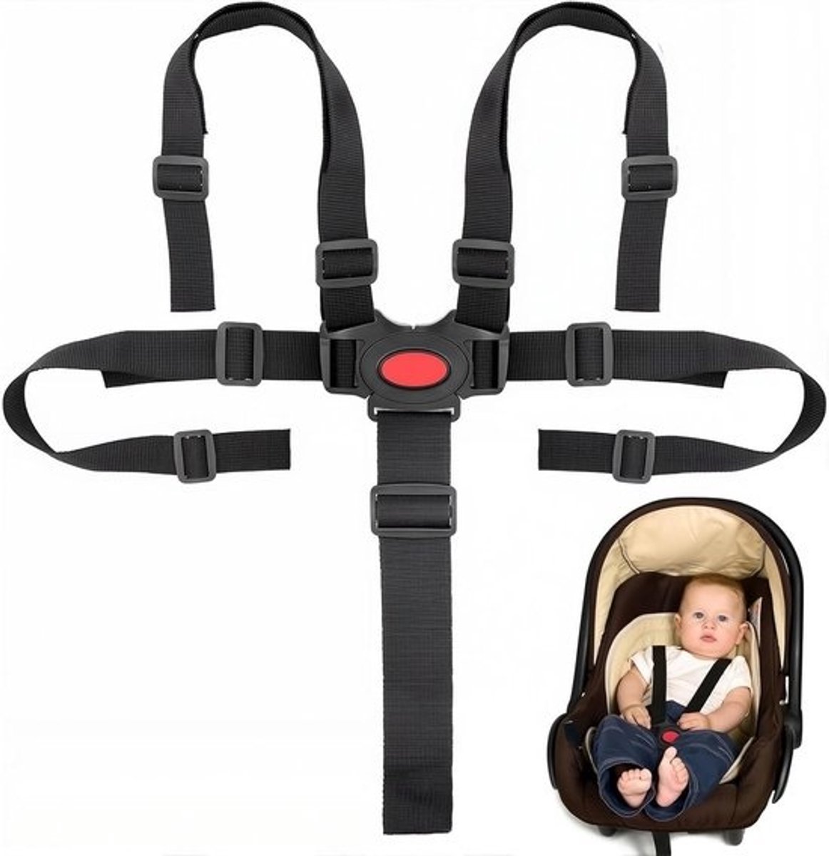 5-punts Veiligheidsgordel - Kinderstoel Gordel Kinderwagen Riem - Veilig Transport - Verstelbare Universele Riem - 27.2 x 17.9 cm