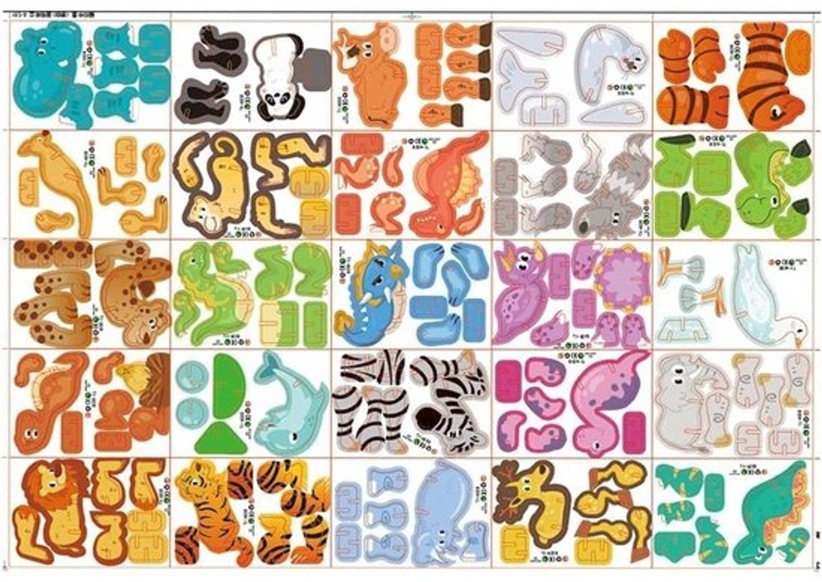 3D Puzzel Dieren - Bouwpuzzel Educatief - Leren Puzzelen - Zonder Lijm - 25 Figuren - Dier