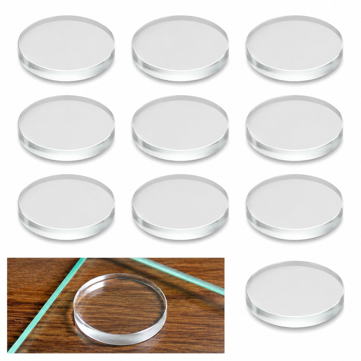 Kaiyaya - 10 stuks Antislip pads - Zelfklevende rubberen vloerbeschermer - Krassen en schuiven voorkomen - Transparant, 25 mm diameter en 3 mm dikte - Voor diverse huishoudelijke toepassingen