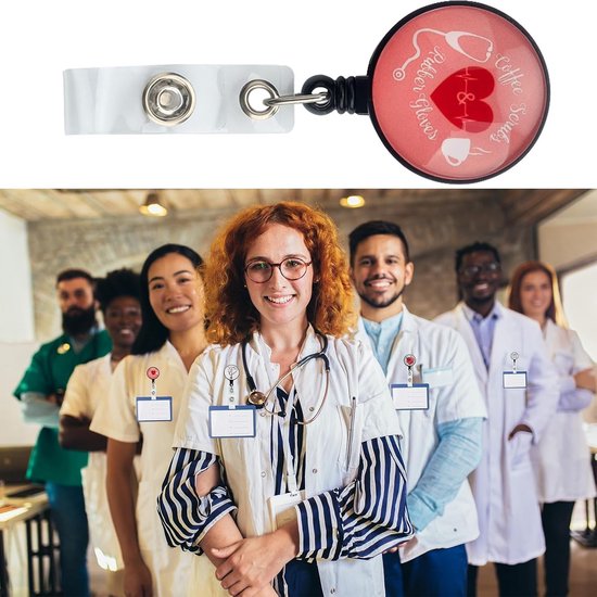 6 Stuks Retractable ID Badge Reel met Clip voor Zorgprofessionals, Onderwijs en Therapie - Geschikt voor Artsen, Verpleegkundigen en Docenten — afbeelding 3