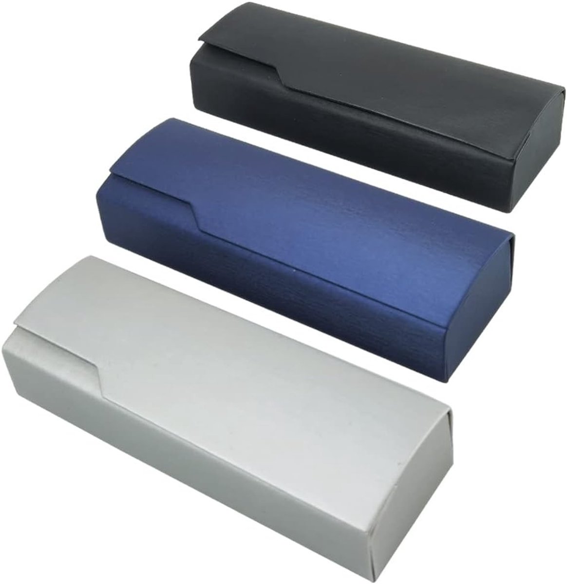 Set van 3 Hardcase Brillenhoezen met Magnetische Sluiting, Draagbare Doos met Harde Leerafwerking voor Zonnebrillen en Correctiebrillen
