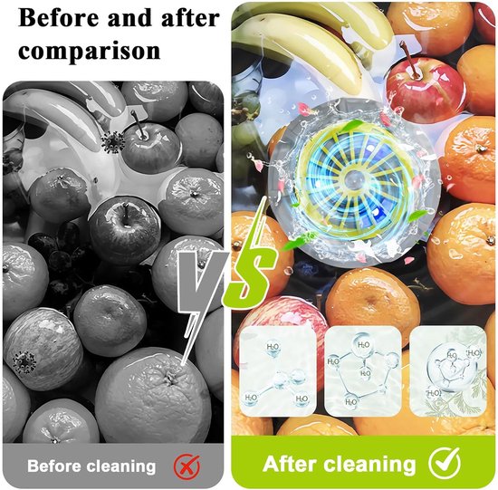 KZQ Draadloze fruit- en groentenreiniger met zuignap - 5 minuten snelle reiniging - Geschikt voor fruit groenten vlees en rijst - Oplaadbaar en draagbaar - Wit van kzq — afbeelding 3
