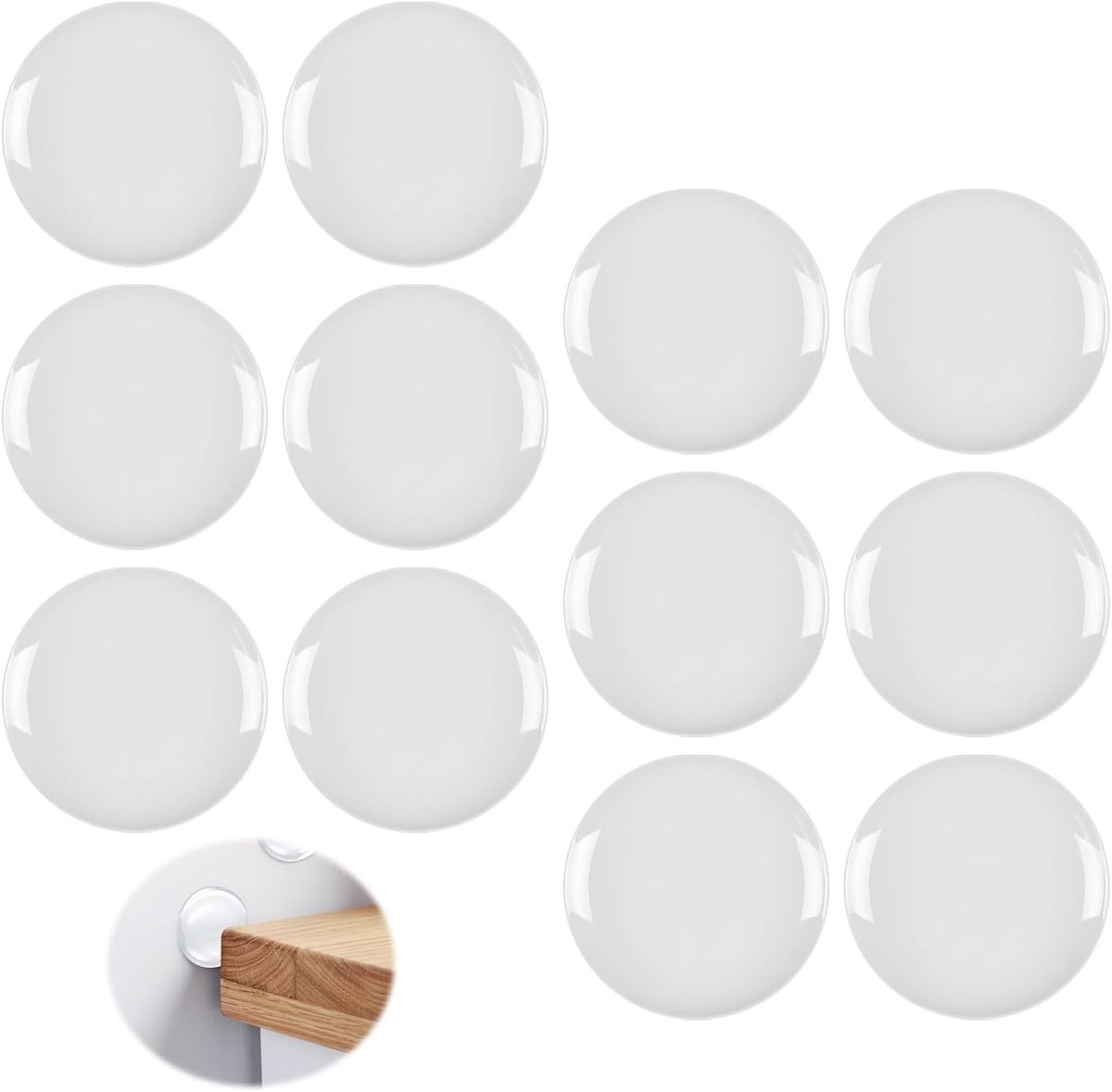Zelfklevende deurstopper voor wandbescherming, transparant, 40 mm, dempende deurhandvatbuffer, geluiddemping, wandbeschermer voor meubels en deuren