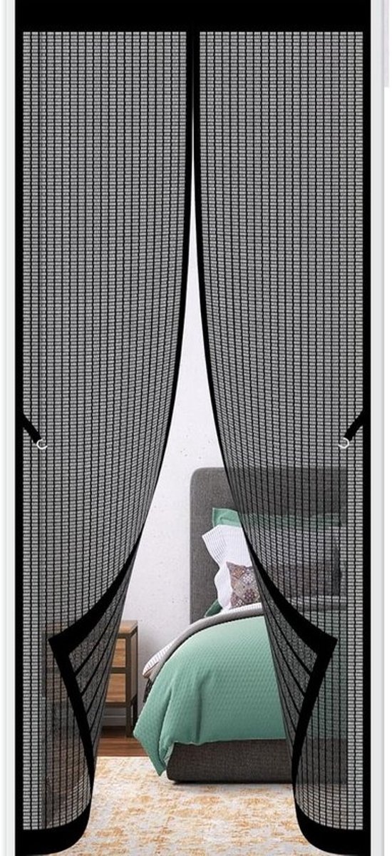 Magnetisch Vliegengaas - Hordeur - Insecten Buiten Houden - Eenvoudige Montage Zonder Boren - 255 x 295 cm - Zwart