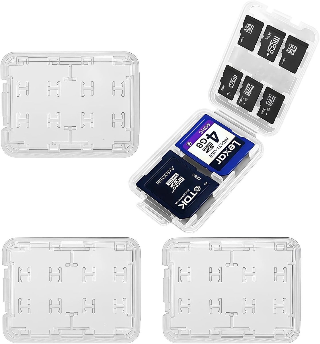 Set van 4 Transparante Plastic Opbergdozen voor Micro SD, TF, SIM en CF Kaarten - 20 Stuks
