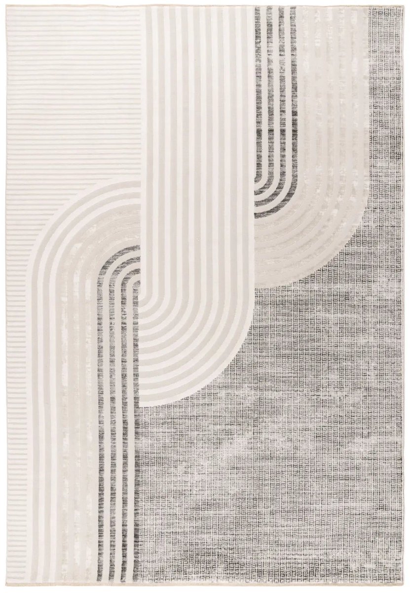 Dutch XXL Laagpolig Vloerkleed | Tapijt | Vista | Bogen | Zilver | 80x150 cm