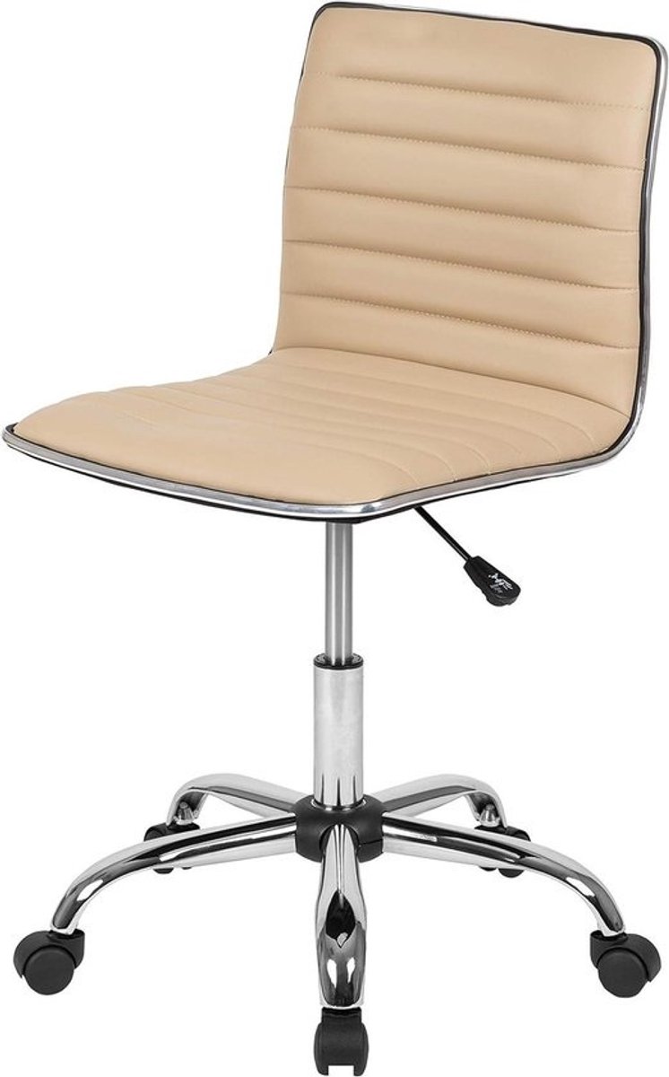 Bureaustoel - Werkstoel comfortstoel - Thuiswerken productief - Lage rug ondersteuning - 60 cm hoog - Bruin chroom