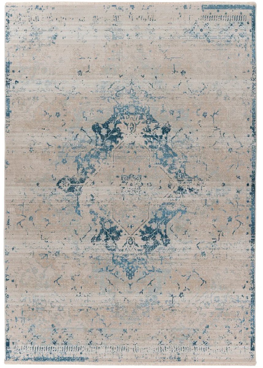 Dutch XXL Vintage Vloerkleed | Tapijt | Milan | Medaillon | Blauw | 80x150 cm