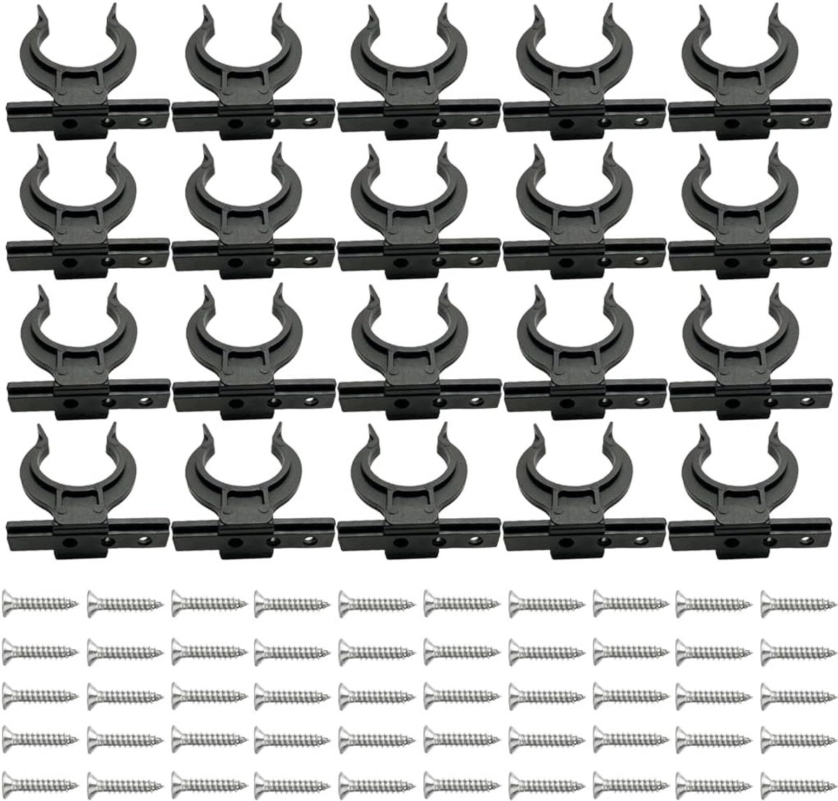 Set van 20 zwarte skirting clips voor keukentafels van 32-36mm met 50 schroeven, stevige bevestiging en betrouwbare skirting houder voor een nette afwerking