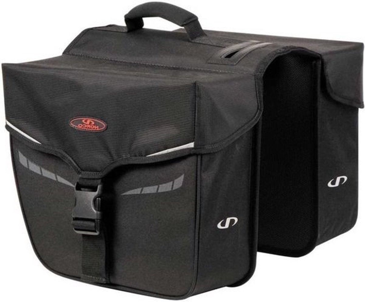 Dubbele Fietstas - Fietsbagage Tas - Fietsen Boodschappen - Waterafstotend Nylon - 35 x 30 x 13 cm - Zwart