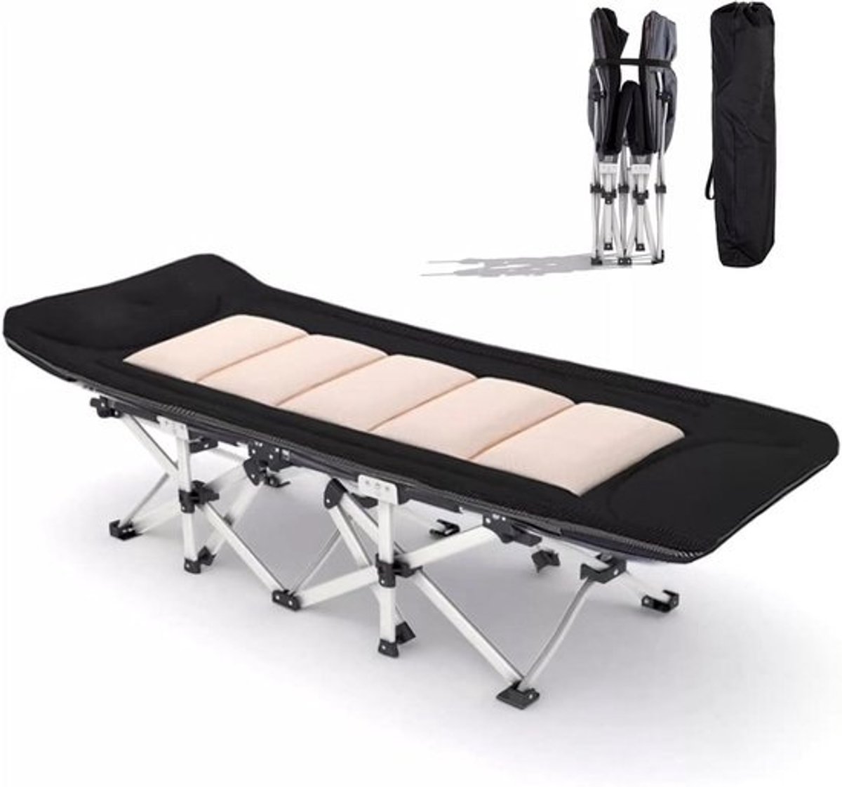 Opklapbaar Campingbed - Kampeerbed Volwassenen - Buiten Ontspannen - Extra Breed Ontwerp - 195 x 70 x 35 cm - Grijs