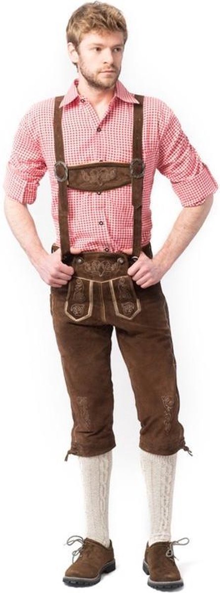 Lederhose Rudi Long Darkbrown - XS/46