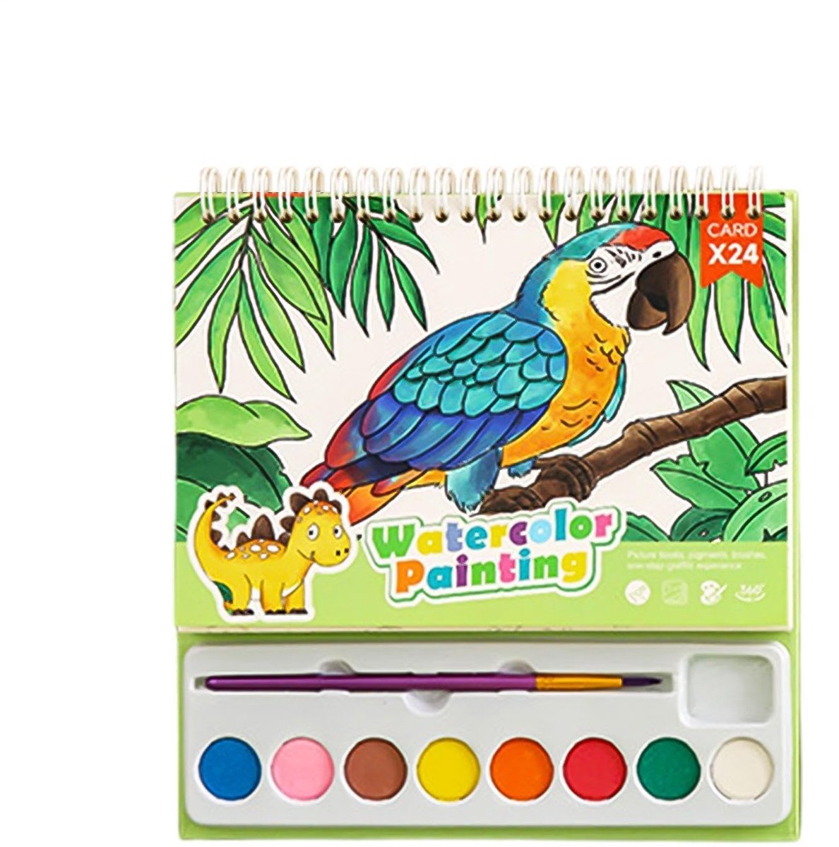 Aquarelverfset voor kinderen - 24 kleuren met waterkleurboek