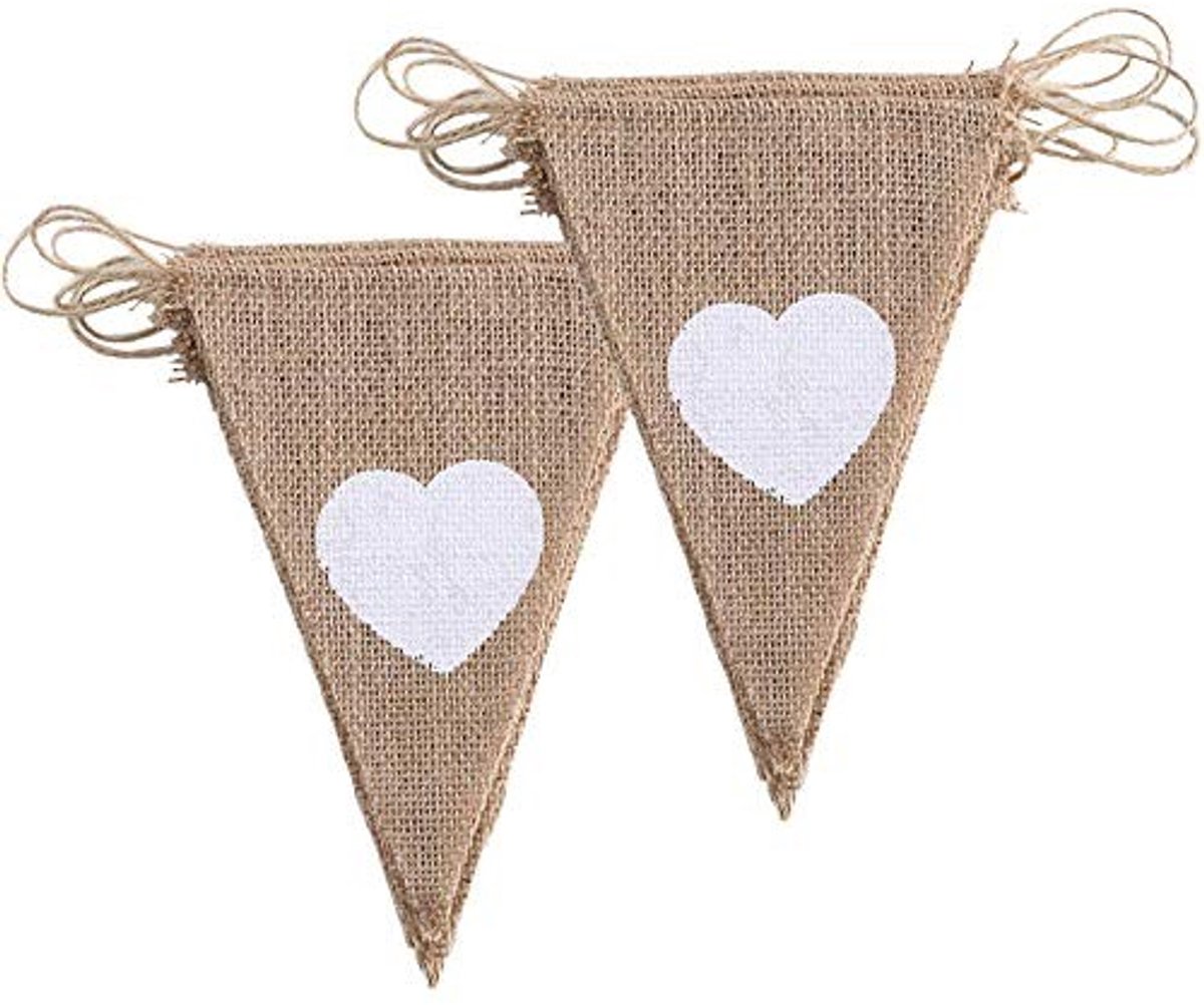 2 Stuks Bunting Vintage Garland met Hartvorm voor Bruiloft Decoratie