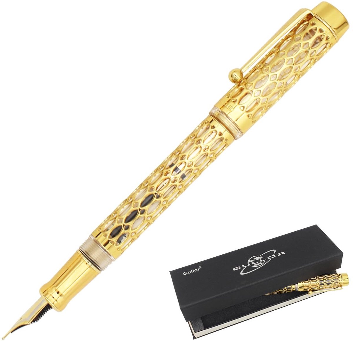 Openwork Gouden Vulpen - Met Cadeaubox en Medium Nib