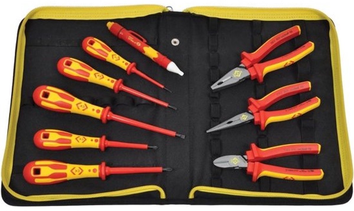 Gereedschapsset - Tangenset Schroevendraaiers - Klus Klussen - Geïsoleerd 1000V - 10-delig - Tri-colour