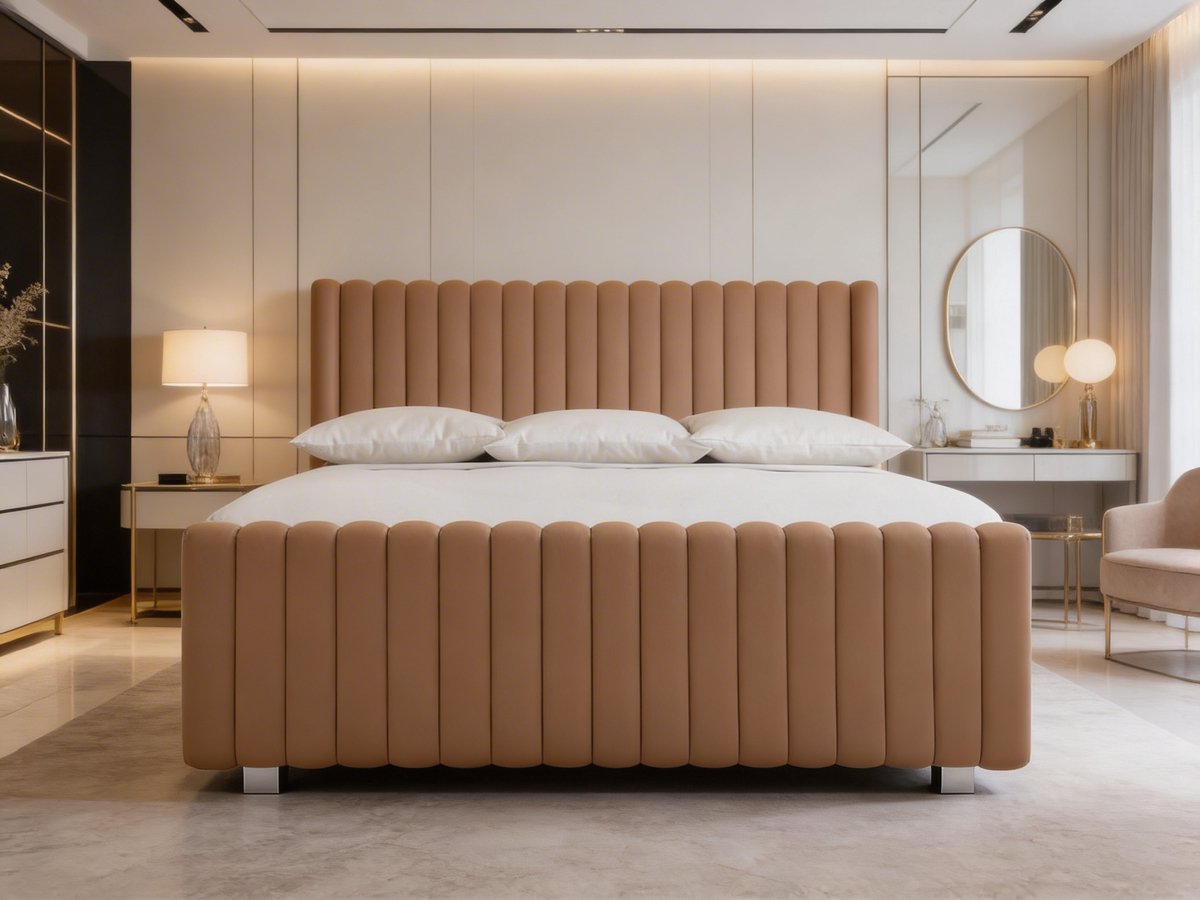 Rosavelle Light Brown Boxspring – Koningstijl – Luxe Lichtbruine Boxspring – Elegant Design Bed – Comfortabel Hotelbed