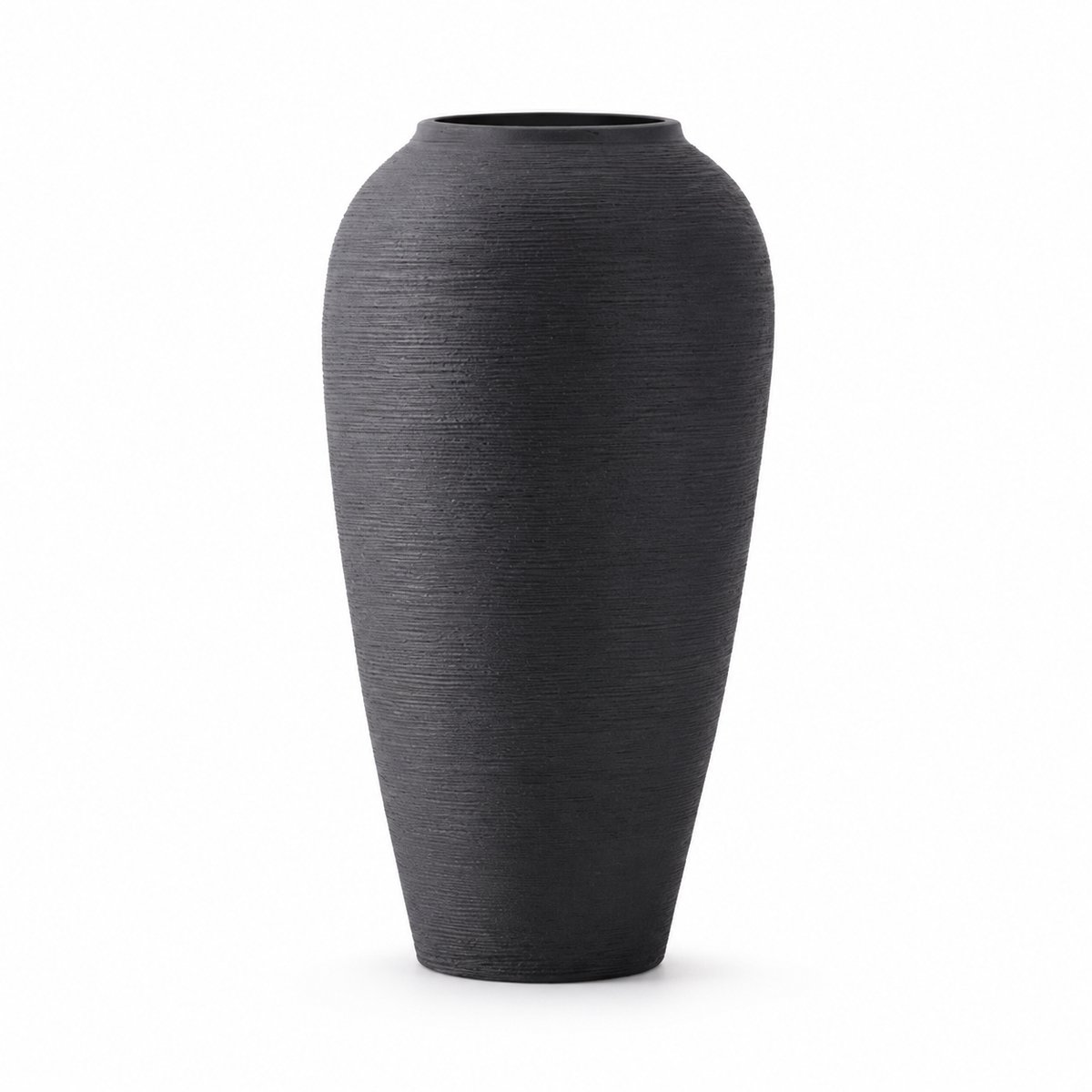 Sello! grote decoratieve vaas – vloervaas – droogbloemen – blikvanger – natuurlijke materialen – keramiek – 34cm hoog – zwart