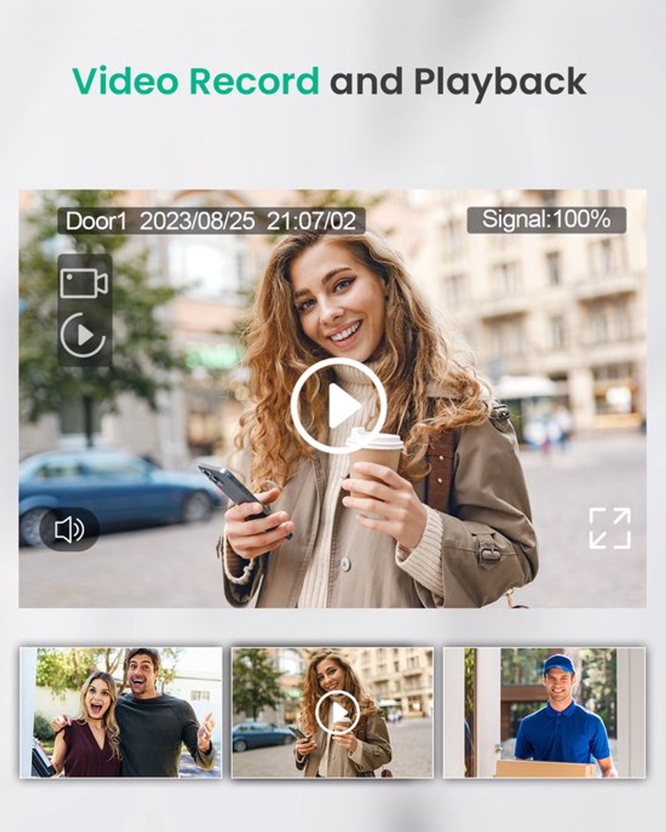 Video Deurbel Intercom - 7 Inch Kleurenaanraakscherm - 1080P Resolutie - Draadloze Wifi - Wandmontage
