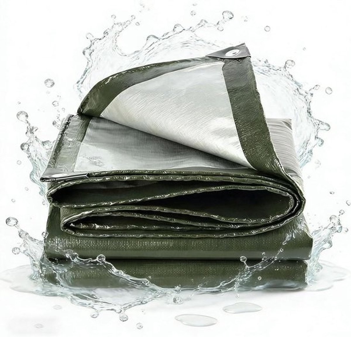 Dekzeil Waterdicht - Afdekzeil Beschermend - Buiten Beschermen - Scheurvast Polyethyleen - 110x110 cm - Leger Groen