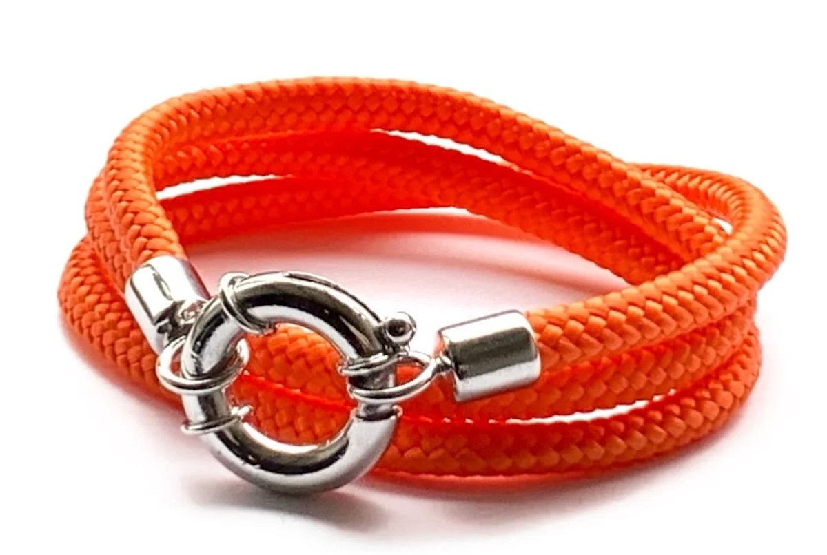 NIEUW! Jolla - dames wikkelarmband - zilver - touw - Classic Rope - Oranje