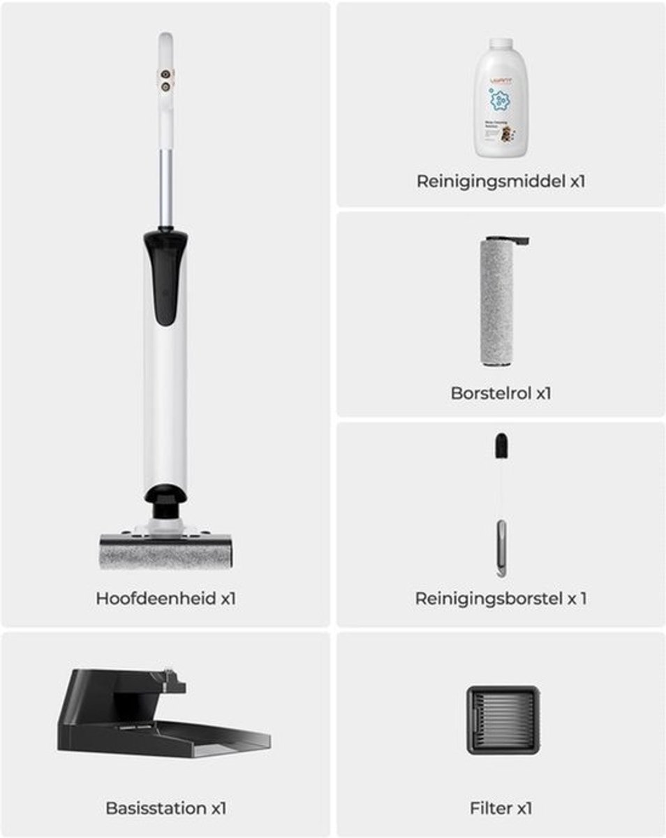Nat-droogzuiger – Stofzuiger – Schoonmaakapparaat – Vloerreiniger – Multifunctionele Zuiger – Intelligente Vlekherkenning – 17.000 Pa Zuigkracht & 180° Ligdesign