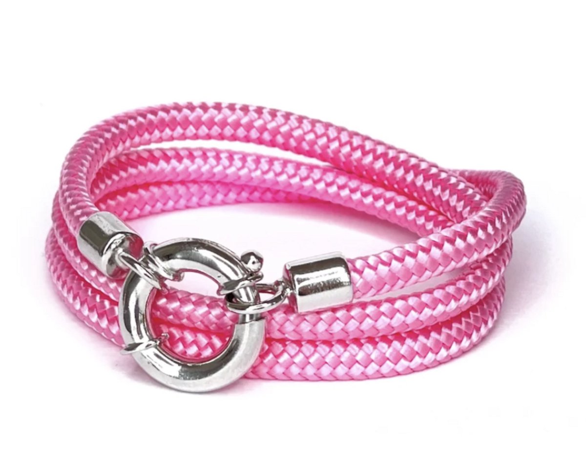 NIEUW! Jolla - dames wikkelarmband - zilver - touw - Classic Rope - Roze