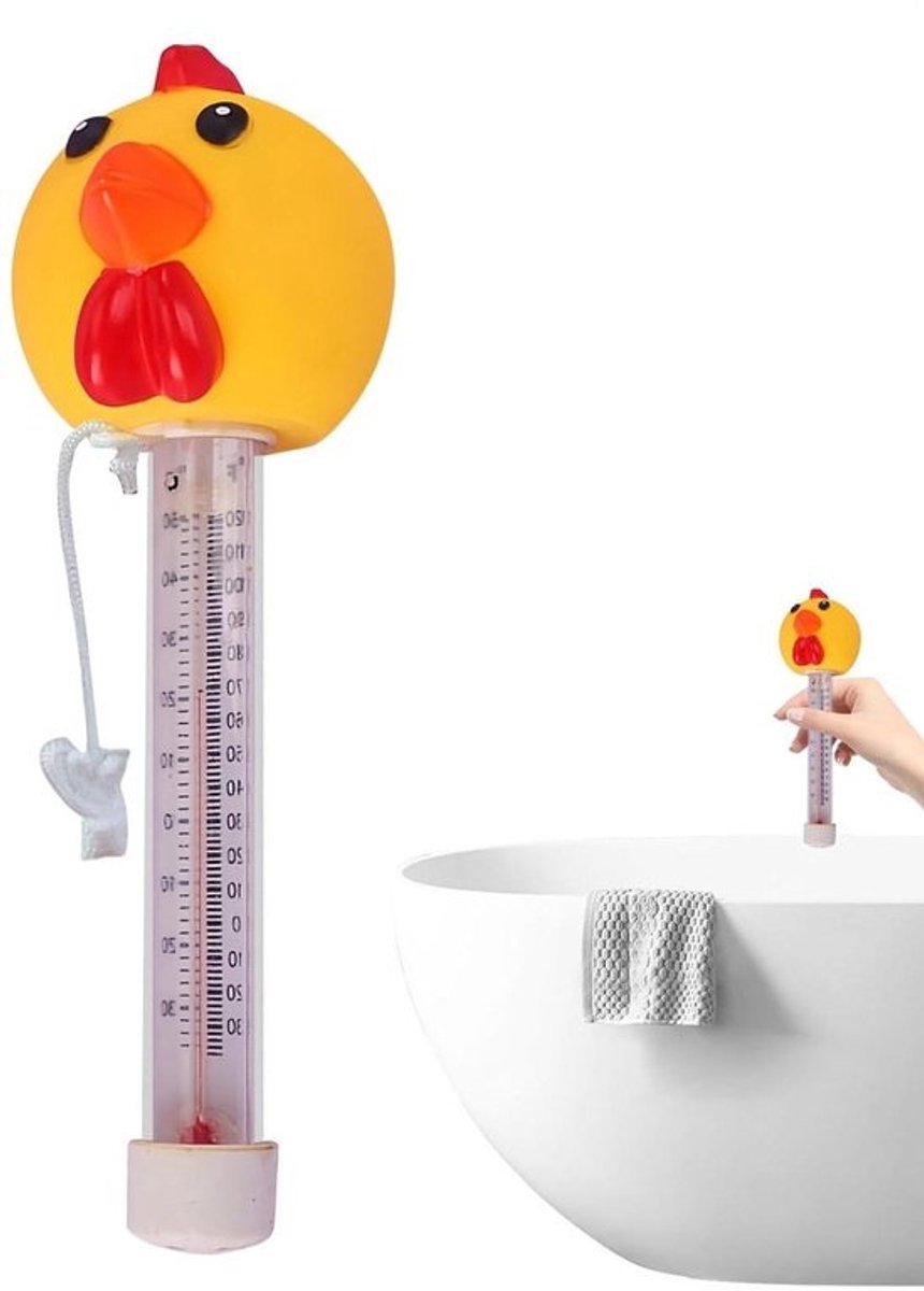 Zwembad Thermometer - Badkuipmeter Kuiken - Water Temperatuur - Drijvend Ontwerp - 24 Centimeter - Geel