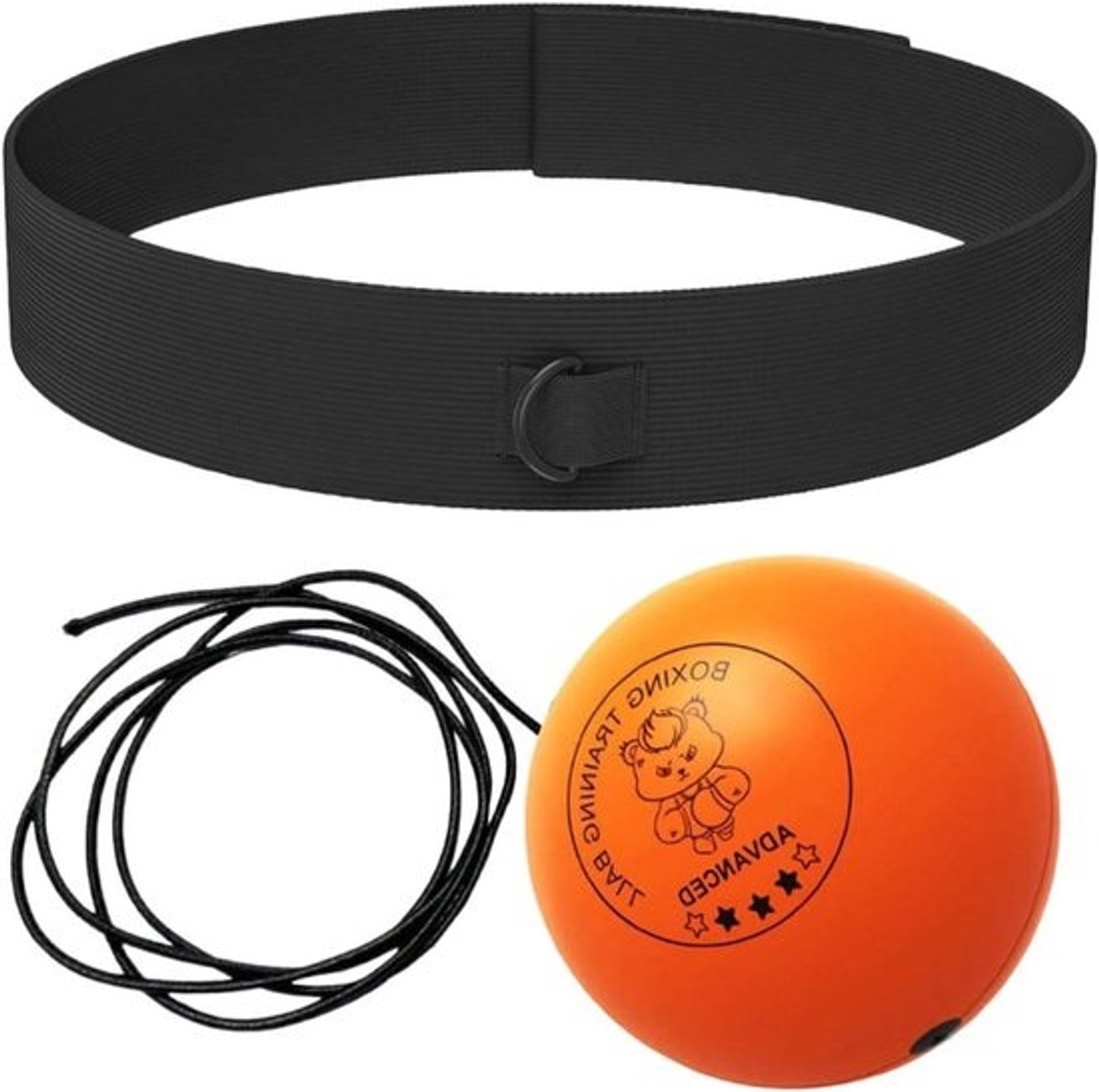 Boksbal Hoofdband - Reactiebal Fitnessbal - Reflexen Trainen - Verstelbare Ademende Hoofdband - 7-9 cm - Oranje