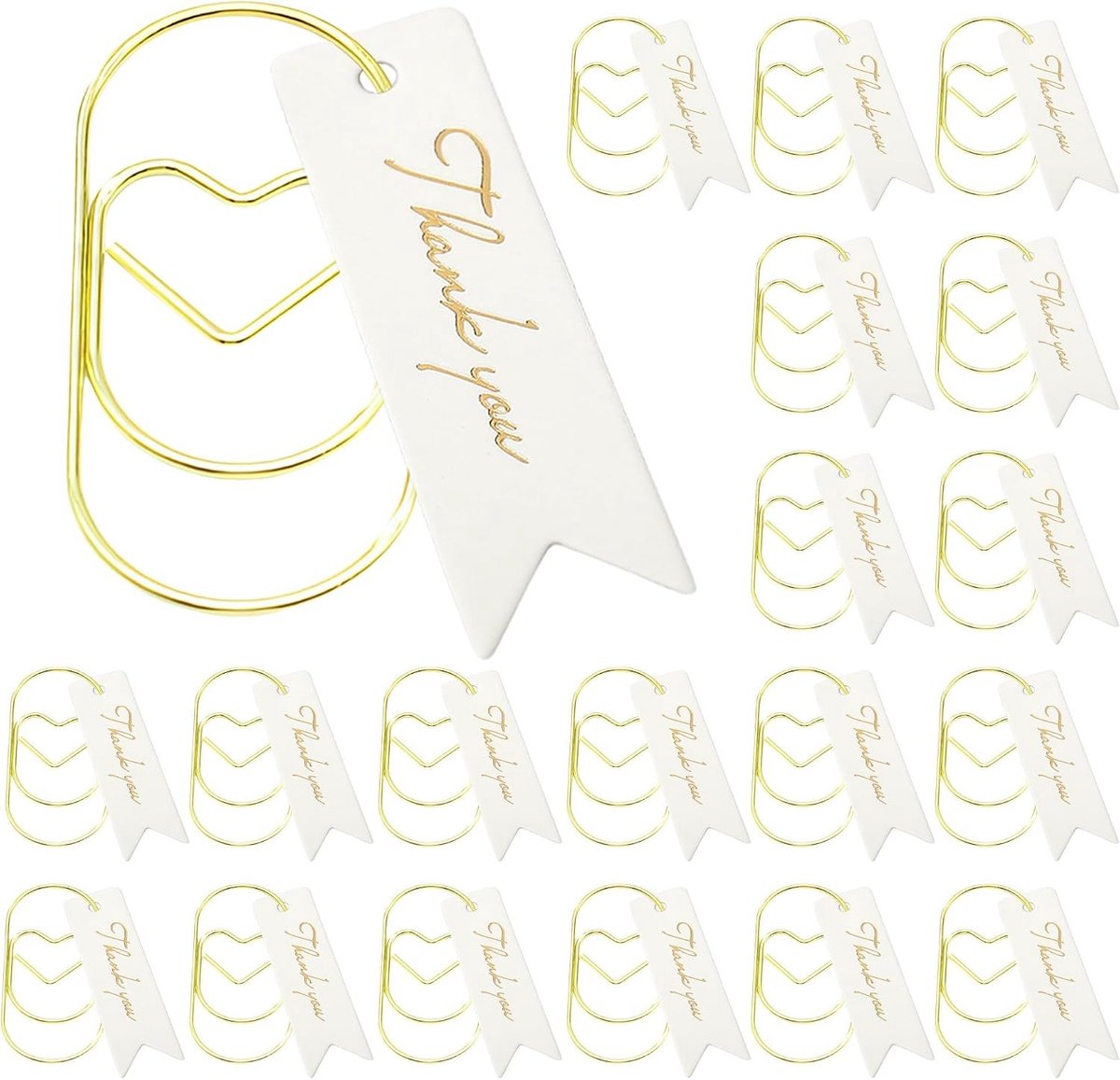 Set van hartvormige paperclips met 20 bedankkaarten voor kerst, leraar, collega en afscheidscadeau