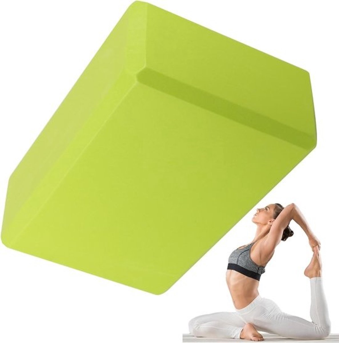Yoga Blokken Set - Ondersteunende Blokken - Flexibiliteit Verbeteren - Hoge Dichtheid Schuim - 23x15x7.6cm - Groen