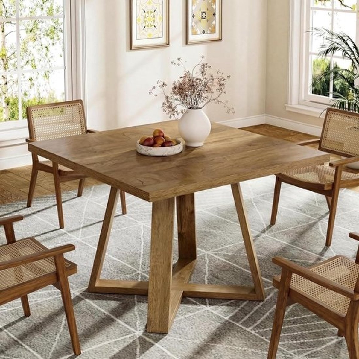 Eettafel Vierkant - Keukentafel Dinertafel - Gezellig Eten - Boerderijstijl Design - 80 x 80 cm - Bruin