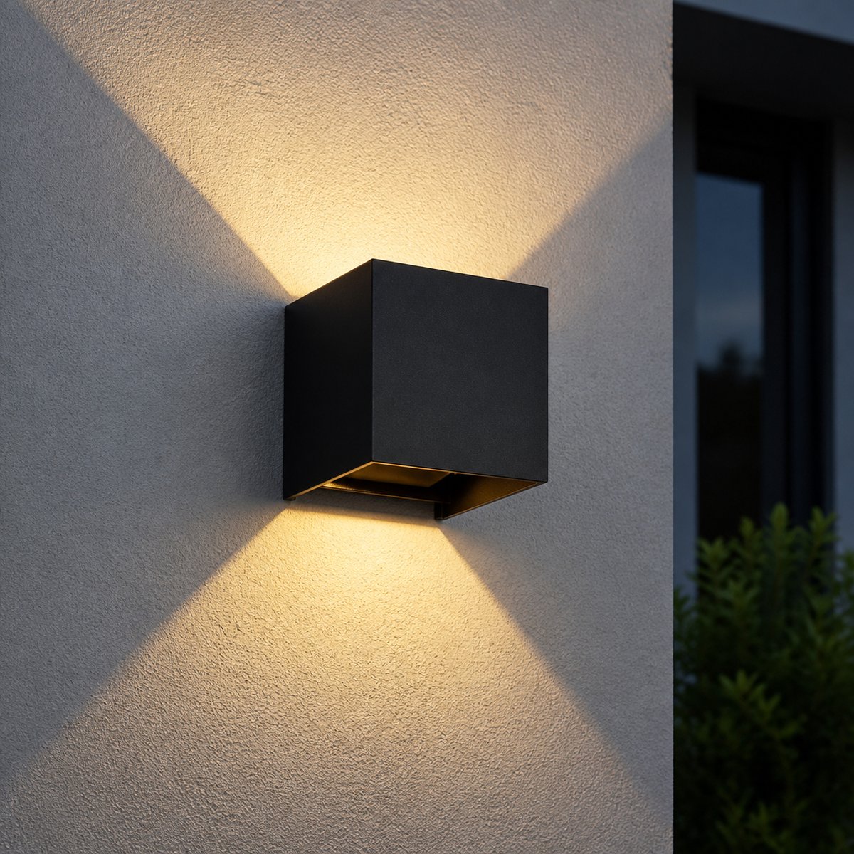 Bamled® Wandlamp - IP65 - Zwart - Kubus tweezijdig oplichtend - Binnen en Buiten