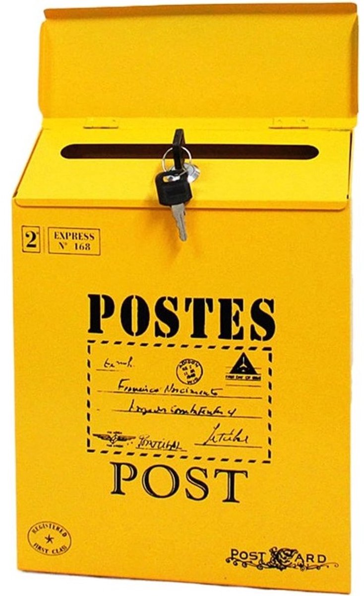 Brievenbus Muurbevestiging - Wand brievenbus - Post Ontvangen - Waterdicht Metaal - 20B x 10H cm - Geel