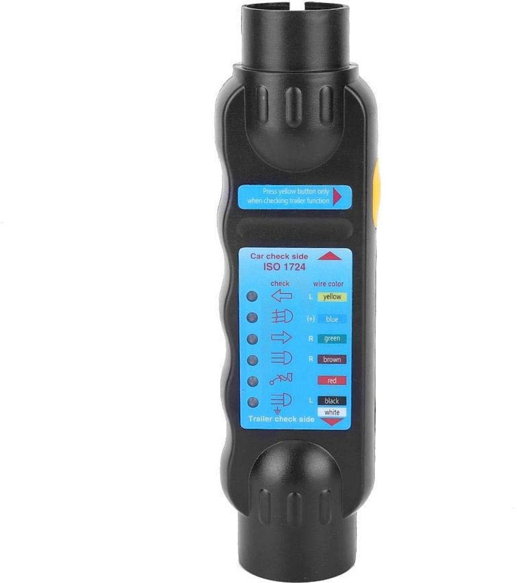 Testapparaat voor 7-polige aanhangwagenstekker met 6 LED-indicatoren voor 12V systemen