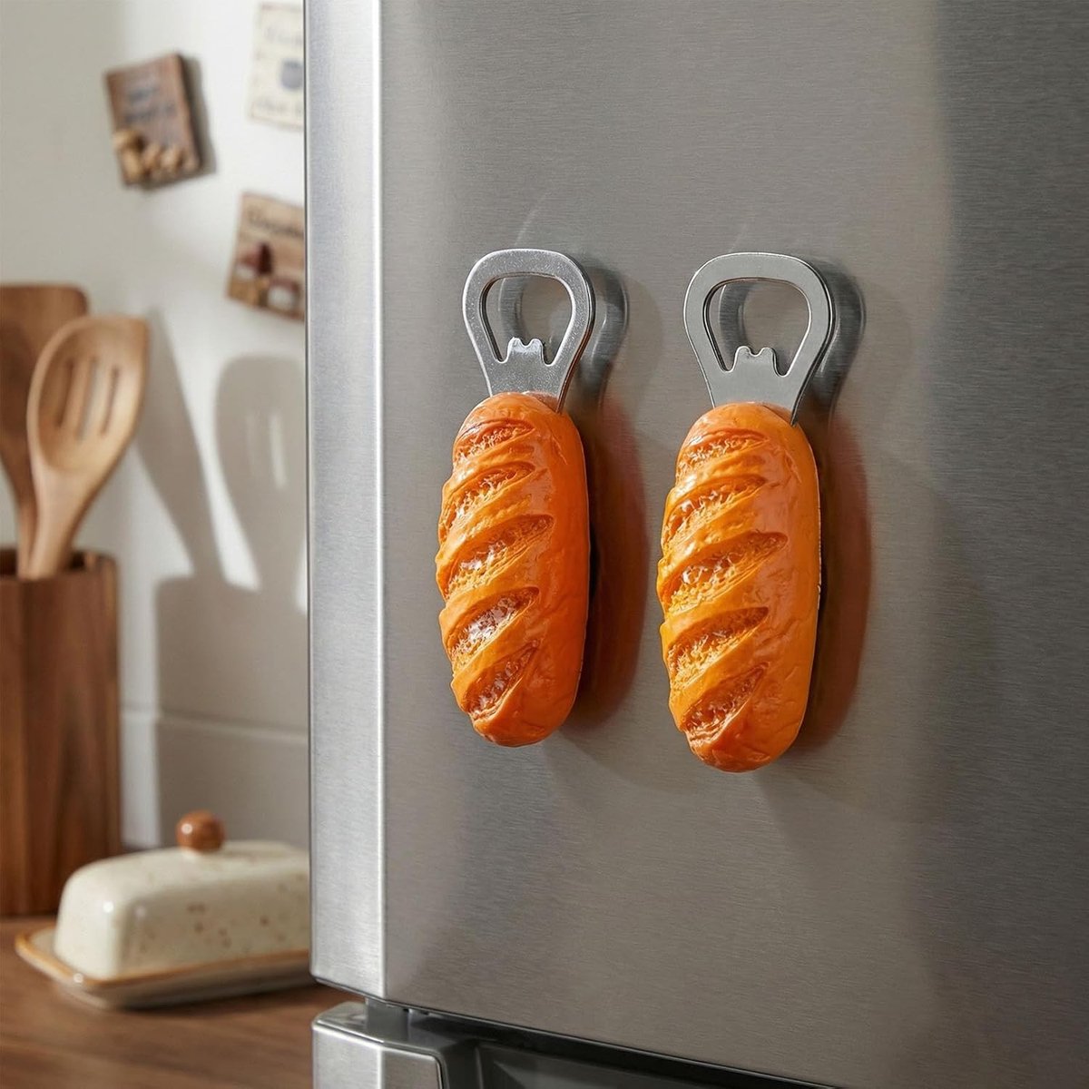 Magnetische Flesopener met Broodvorm, Grappige Koelkastmagneten voor Feestjes en Keuken, Unieke Cadeaus voor Bierliefhebbers