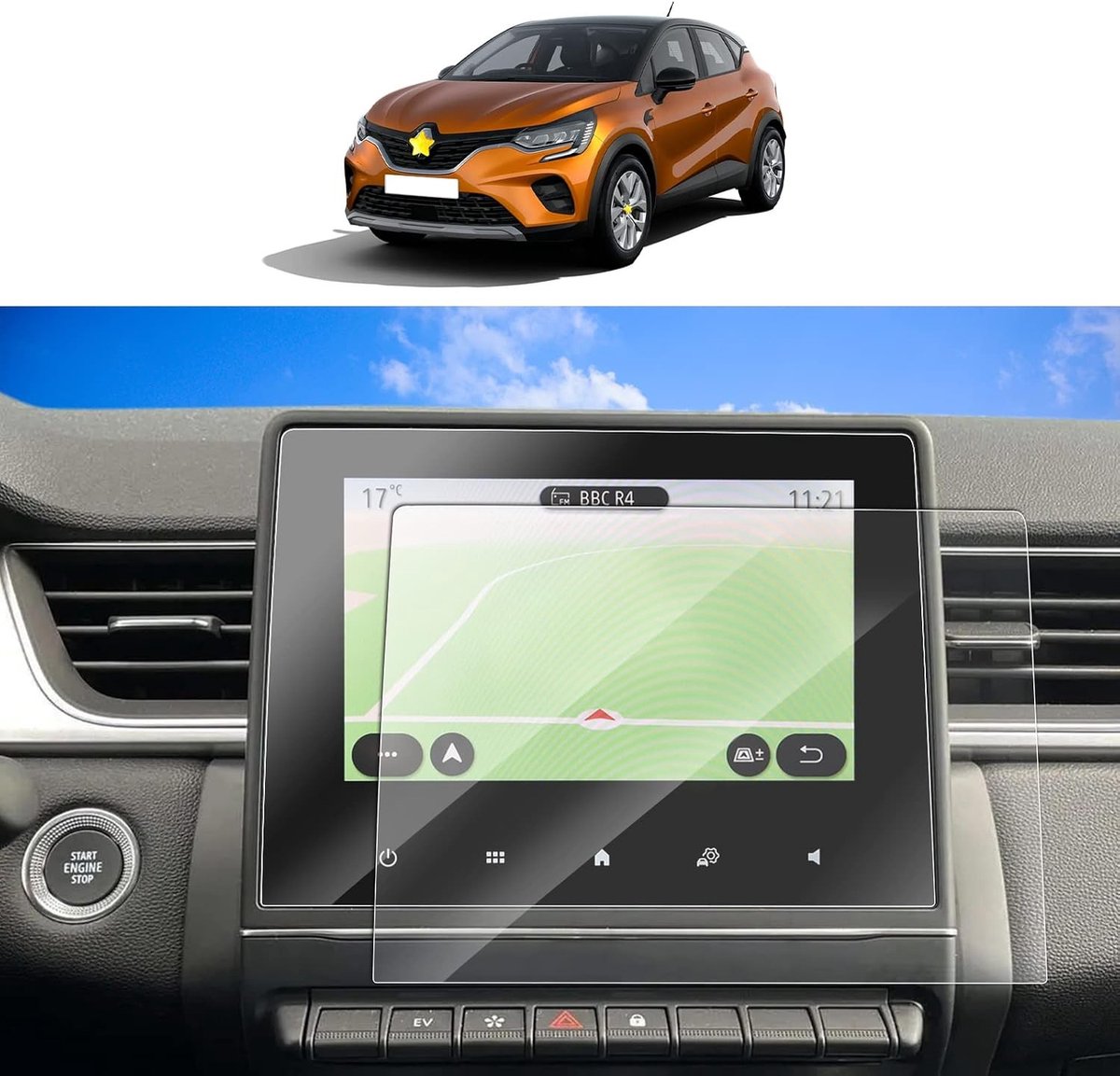 Navigatie Beschermfolie voor Renault Captur II, Clio V, Arkana en ZOE - Transparante Schermbeschermer voor GPS, 7 Inch, 2 Stuks, Krassenbestendig en Duurzaam